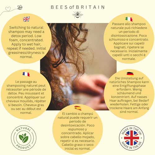 BEES of BRITAIN - 99% Natural Clarifying Shampoo, 250ml - ACV, Aloe & Lavender. Sulfate, Paraben & Silicone-Free. 5% Profit to Bees & Pollinators. - Image 5