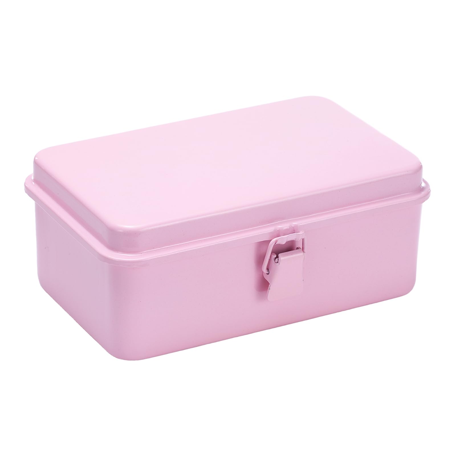sourcing map Portable Steel Tool Box, 7.5" x 4.7" x 2.4" Trunk Tool Storage Box Metal Organizer Mountain Toolbox for Garage Warehouse Workshop Household, Pink
