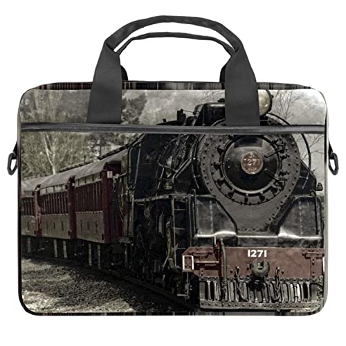 Sac ordinateur 14 pouces rétro motif train pour sacoche bandoulière pc portable