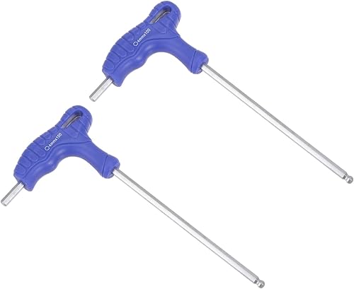 uxcell Llave hexagonal de extremo de bola de 0.157 in, llave inglesa con mango en T, acero métrico CR-V, 2