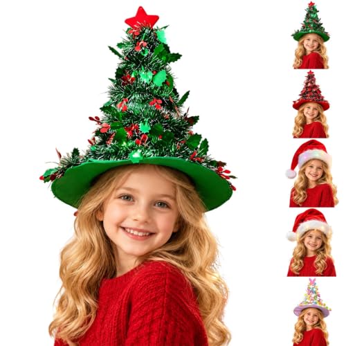 3D Sequin Christmas Tree Hat for Girls Kids Xmas Holiday Party Decoration | Christmas Tree Hat, 3D Xmas Trees, Sequin, Wide Brim, Novelty Funny Holiday Party Hat for Christmas Performance Accessories - image 1