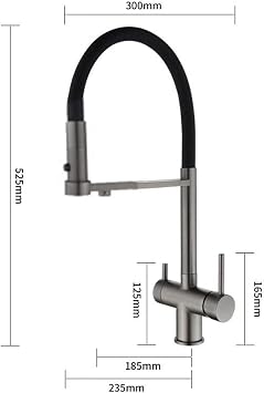 3 Way Spin Cold Water and Hot Water Filter Water Brass Drinking Water Tap Kitchen Grey, FITLIN, Black,