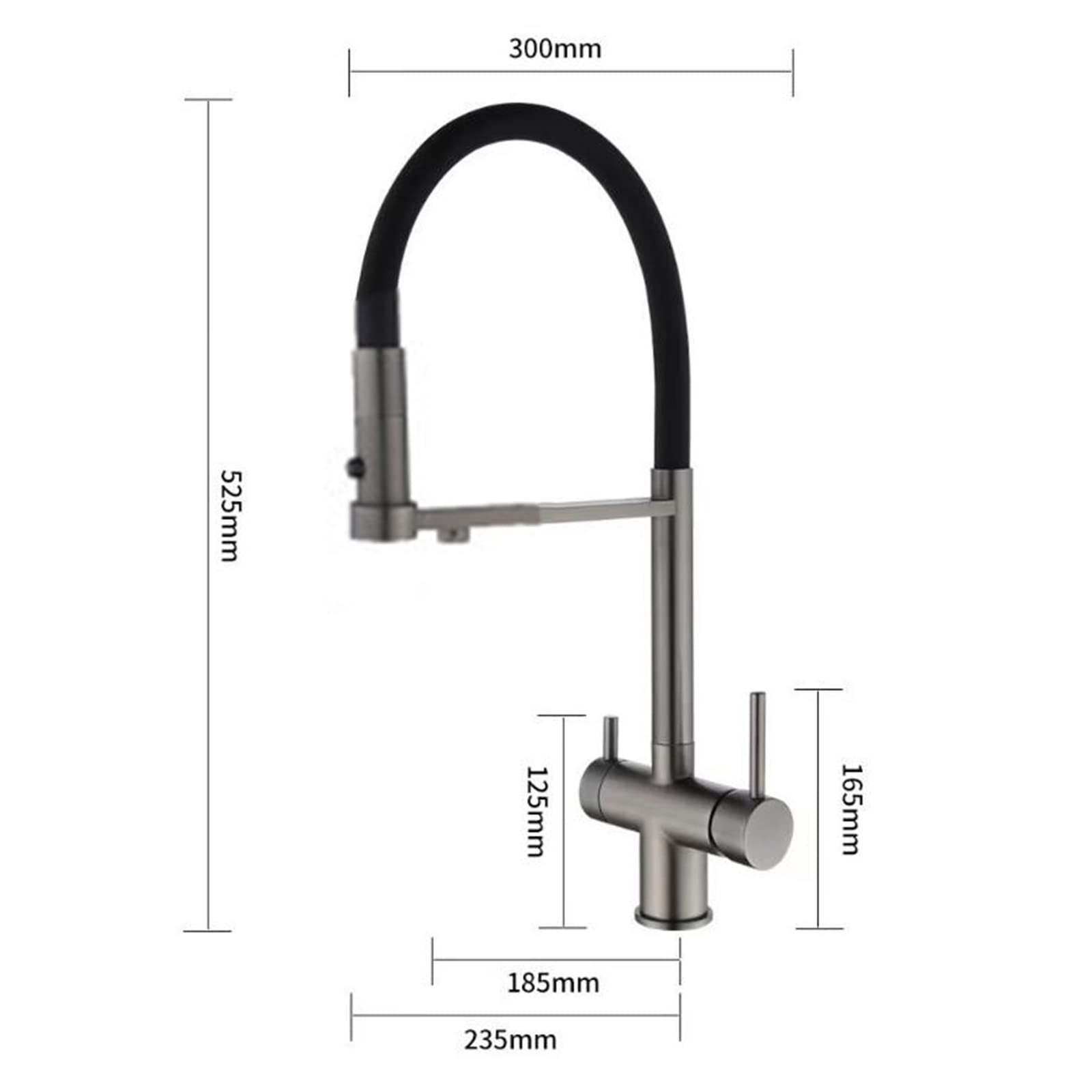Robinet d'eau Potable en Laiton à 3 Voies avec Filtre pour Eau Chaude et Froide, mitigeur d'évier de Cuisine Gris brossé et Solution d'eau élégante pour la Maison