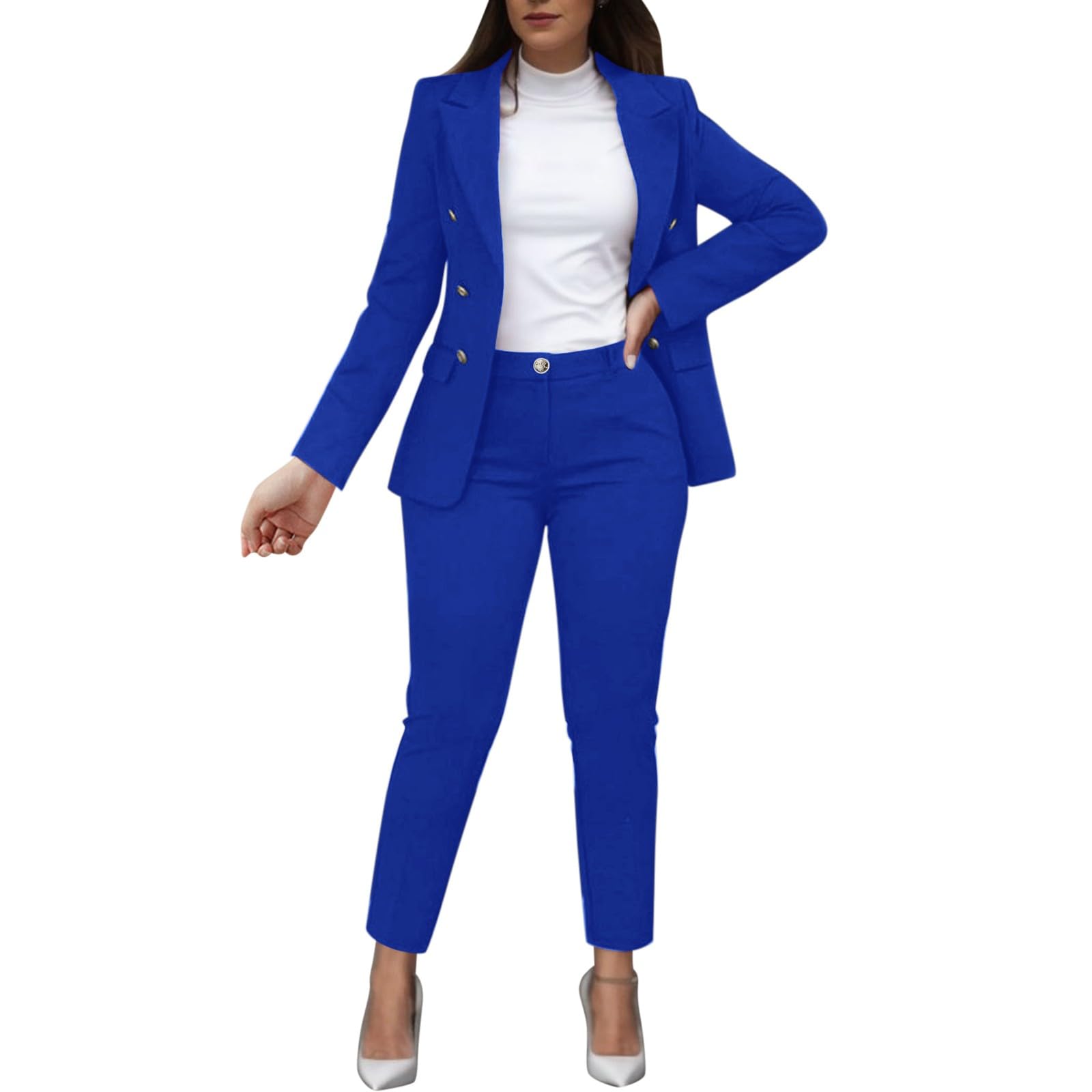Damen Business Anzug 2-teilig - Eleganter Blazer & Hose Set Für Büro Und Freizeit