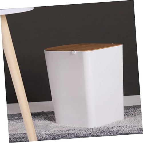Miniatura 4 de Bote de basura de plástico moderno con tapa tipo prensa para baño y cocina, diseño compacto con capacidad