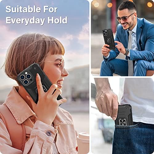 Vakoo Stand-Series iPhone 14 Pro Max Case, Heavy Duty Shockproof Phone Case with Metal Ring Kickstand Cover for iPhone 14 Pro Max (6.7-Inch) - Black