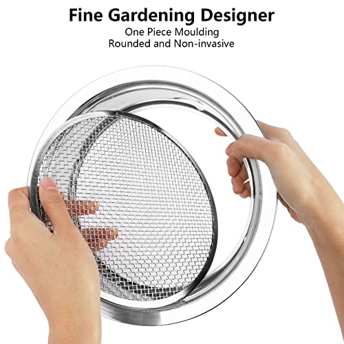 Stainless Steel Garden Sieve & Soil Sifter Tool - 9.5 Inch Stackable Sifting Pan with 3 Mesh Sizes (0.043"/0.133"/0.204") for Sand, Bonsai Soil - Includes Mini Shovels & Scoop (1 Pack)