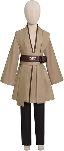 Miniatura 4 de Forwacos Disfraz de Jedi para niños, disfraz de Anakin, túnica con capucha, disfraz de Halloween, uniforme