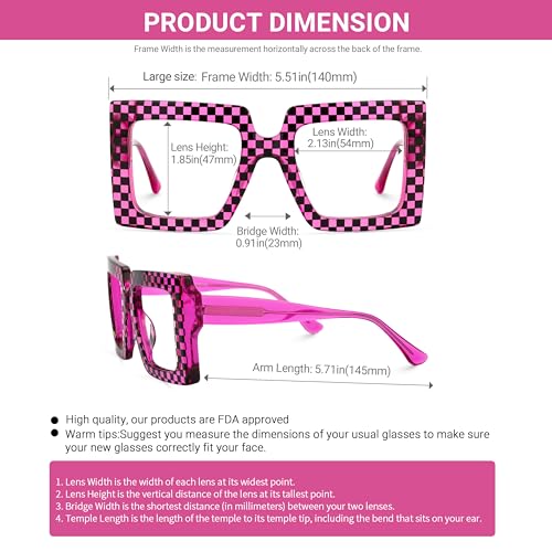 Image of VOOGLAM Oversize Square Blue Light Glasses for Women Anti Eyestrain Dry Eyes Computer Phone TV Eyewear Ferial