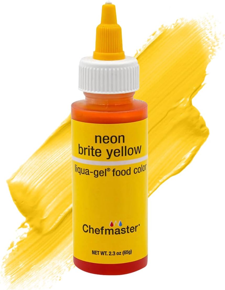 Chefmaster Neon Yellow Liqua-Gel® Food Coloring | Vibrant Color | Professional-Grade Dye for Icing, Frosting, Fondant | Baking & Decorating | Fade-Resistant | Easy-to-Use | Made in USA | 2.3 oz