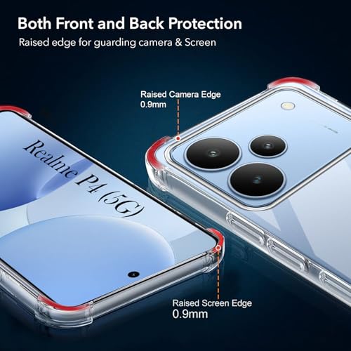 Image of Jkobi Shockproof Crystal-Clear Back Cover for Realme P4 (Anti Yellow Case | Drop & Camera Protection | Hard Polycarbonate)