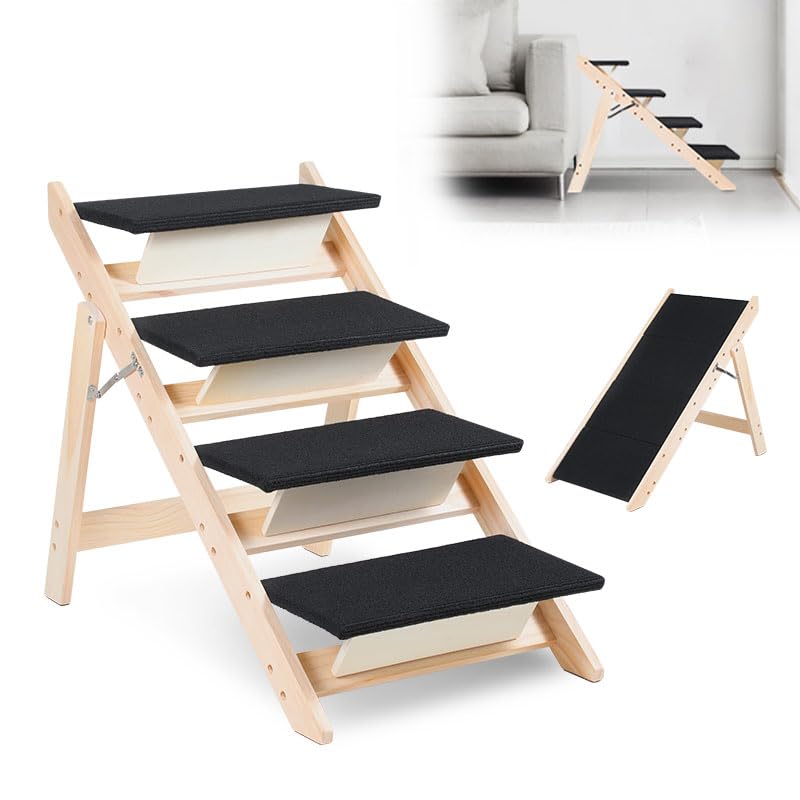 Jiubiaz Hundetreppe Klappbare Haustiertreppe 65,5cm Hoch,...