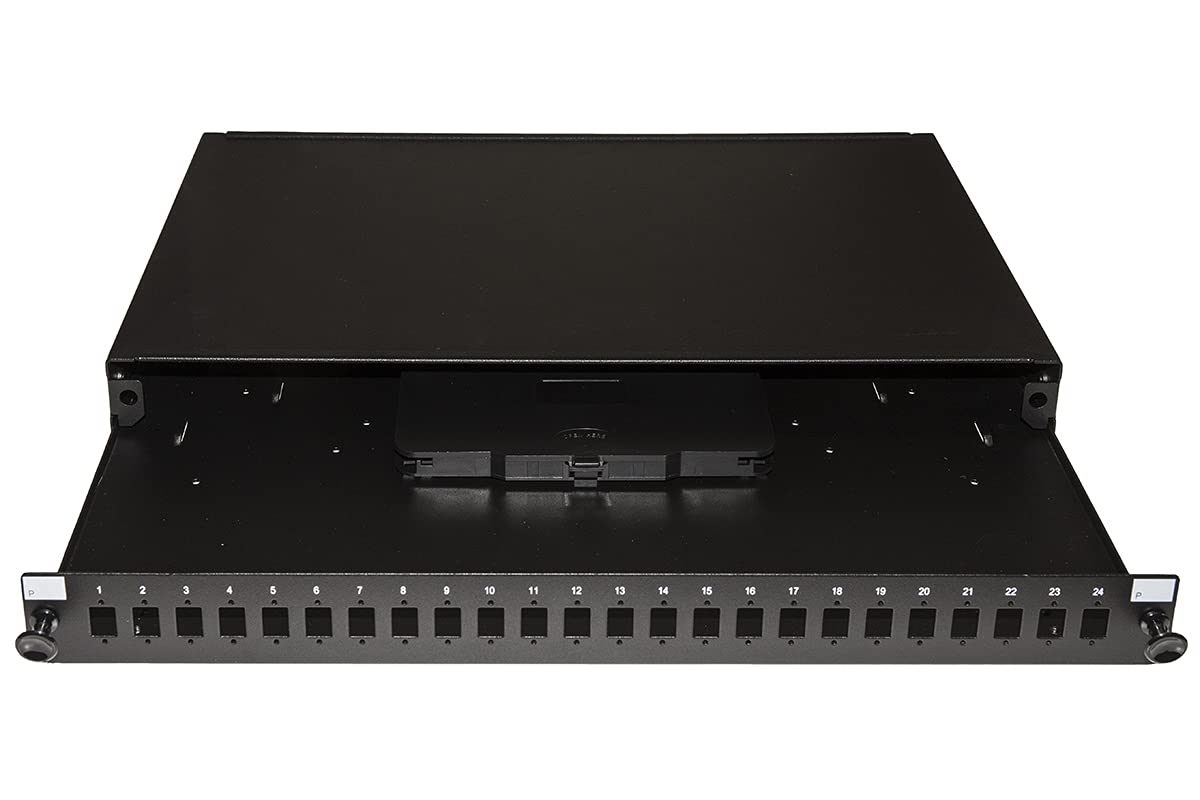 LINK LK24FON pannello fibra ottica 19" con 24 porte sc simplex o lc duplex profondità 250 mm nero con accessori per armadio rack in metallo resistente dimensioni 43x25x4 cm 1 unità