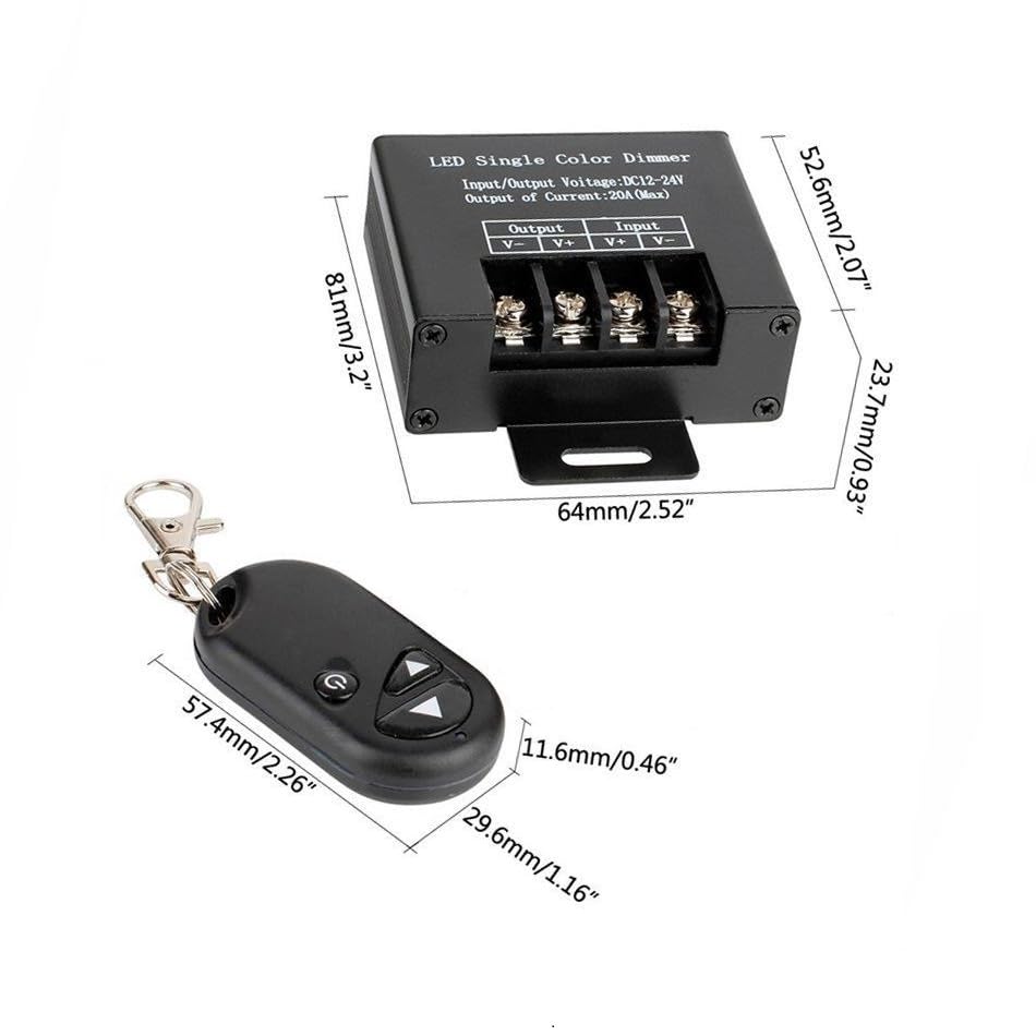 Taikuwu DC12V-24V 20A LED Dimmer Wireless RF Remote Control Dimmer for SMD 5050 3528 Single Color LED Strip Light - Image 2