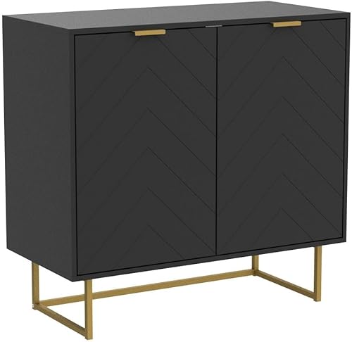 Miniatura 4 de Scurrty Aparador de Buffet, Juego de 2 Armarios de Buffet con Almacenamiento, Aparador de Almacenamiento con Estante Ajustable, Armario de Acento