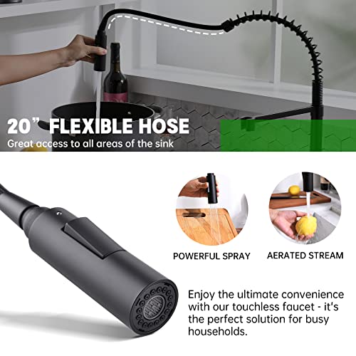 Appaso Black Touchless Kitchen Faucet, Motion Sensor Activated Hands-Free Automatic Kitchen Faucet, Inducing Single Handle Smart Faucets For Kitchen Sink, Solid Brsss #TOP3