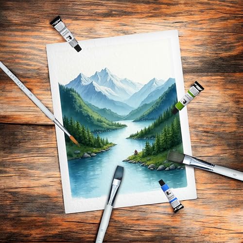 Image of 12 x 12ml Gouache Paint Set with 4 Free Paint Brushes - Acid-Free, Non-Toxic Multicolored Artists' Gouache Colors for Mixed Media Painting