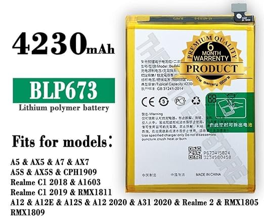 Image of THE BATTERY STORE Original BLP673 Battery for Oppo A3S / A5 /A7 /A5s / A3S / 2 / C1 / Battery with 6 Month Warranty** (PR66)