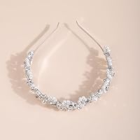 Vista 6 de Diadema para el cabello, diadema hecha a mano con perlas de cristal, plata, para novia, dama de honor, tocado de boda, accesorios para el cabello