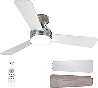 Vista 1 de Amico Ventiladores de techo con luces, perfil bajo, control remoto, montaje empotrado, reversible, 3CCT, regulable, silencioso, para dormitorio, uso