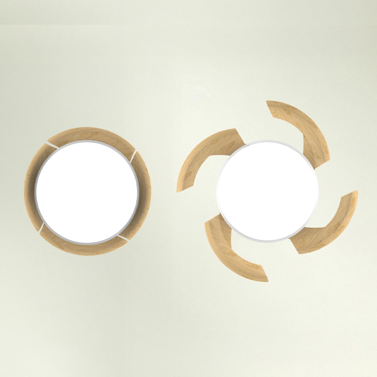 Cecotec Ventilatore da Soffitto Luce e Pale Retrattili EnergySilence Aero 4500 Puzzle Invisible White&LightWood. 30W, Motore DC, 42", LED, Telecomando, Timer, Estate/Inverno, Relax Totale