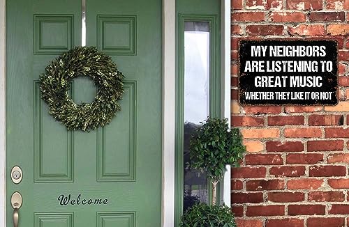 Bestylez Man Cave Vintage Metal My Neighbors Sign, Garage Backyard Patio Decor Sign Accessories 12\" * 8\" (977) - Thumbnail 4