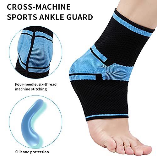 Ryoqyus Compression Ankle Brace With Silicone Gel Pad,Ankle Sleeve Support Foot Support Sleeves For Pain Relief From Plantar Fasciitis,Achilles, Reduce Foot Swelling & Prevent Ankle Injuries(S) #TOP4