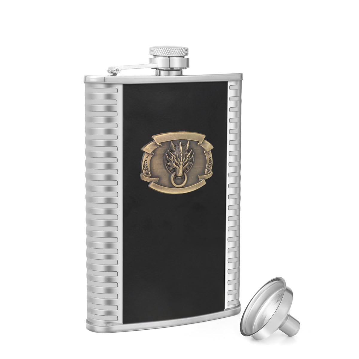 TANEAXON 10 oz Dragon Pattern Pocket Stainless Steel Whiskey Liquor Hip Flask with Funnle and Box