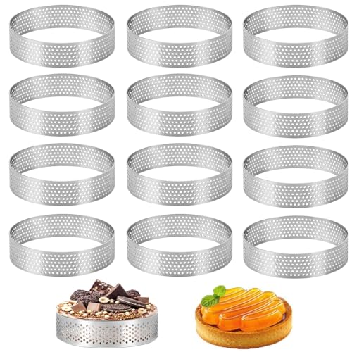 Moules à Tartelettes, 12 Pièces Cercles à Dessert, Cercles à Gâteau de 8 cm, Cercle à Mousse à Dessert avec Trous, pour Faire des Biscuits, des Beignets et des Plats de Cuisson à Gâteaux Moules à Tartelettes, 12 Pièces Cercles à Dessert, Cercles à Gâteau de 8 cm, Cercle à Mousse à Dessert avec Trous, pour Faire des Biscuits, des Beignets et des Plats de Cuisson à Gâteaux