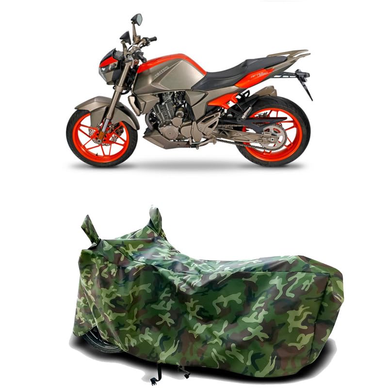 Image of DUFFEL-100% Heat Protection Two Wheeler Bike /Scooty Body Cover for Aftek Zontes 250 Water Resistance /UV-Rays /Birds Dropping /Scratchproof /Dust Proof /Waterproof[Green Jungle Print]