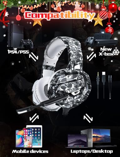 FEIYING Gaming Headset with Microphone, Gaming Headphones Stereo 7.1 Surround Sound PS4 Headset 50mm Drivers, 3.5mm Audio Jack Over Ear Headphones Wired for PC Switch PlayStation Xbox PS5 Laptop