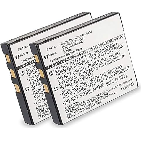 2X CELLONIC® Kamera Ersatzakku D-LI8 D-LI85 für Pentax Optio S6 S7 S5i S5z S5n S4 S4i S SV SVi WP WPi W10 W20 A10 A20 A30 A36 A40 X T20 T10 E65 L20, Ersatz Akku 850mAh Kameraakku Zusatzakku Battery Cover