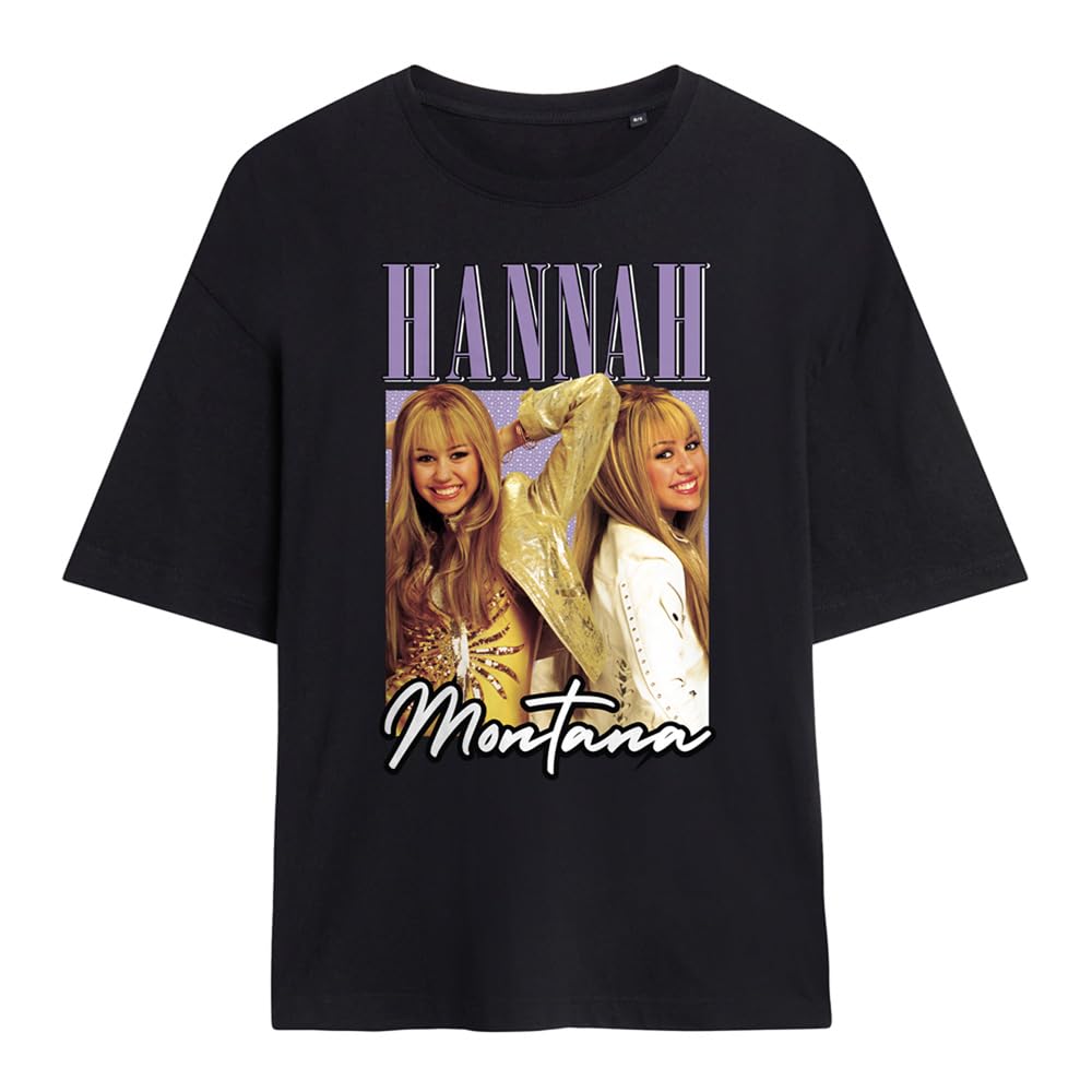 Disney Hannah Montana Montage Ladies Oversized T Shirt, Black, X-Large