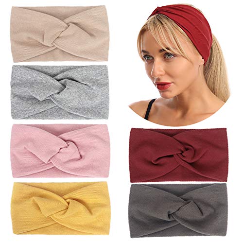 Paquete de 6 diademas con turbante Banda para el cabello ancha Accesorios...