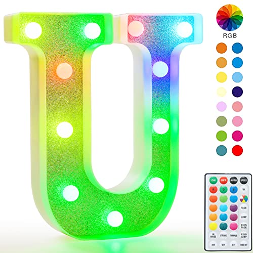 Pooqla Colorful Light Up Letter U，Marquee Letters with Remote Room Decor by Pooqla - Used condition - Image 7