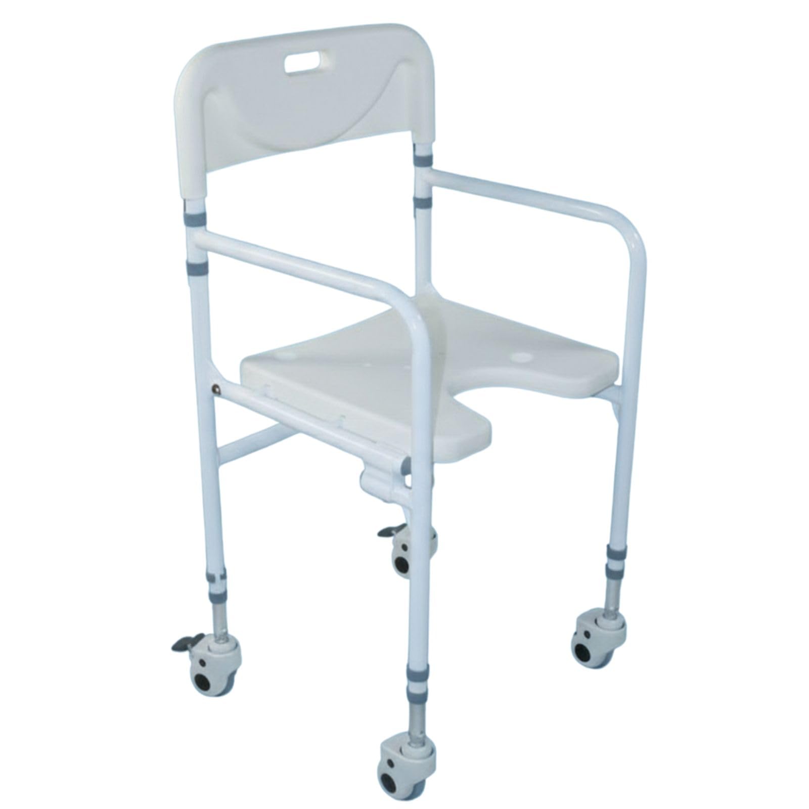 Ausilium Sedia da Doccia Pieghevole con Ruote e Freni per Anziani e Disabili - Sedia Bagno in Alluminio Regolabile in Altezza, Seduta Ergonomica Antiscivolo - Portata 114 kg