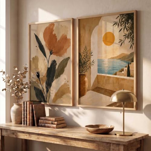 Image of kotart Modern Art Home Decoration Painting With Frame For Living Room Bed Room Hotel Wall Decor Digital Reprint Set of 2 (10X13 inch)