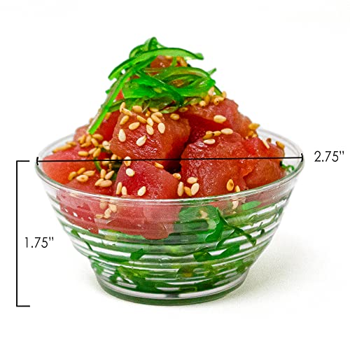 Cmjj Gourmet Inc. PLA-052438NR 50 Pack 3 Oz. Asian-Style Black Mini Plastic Bowl For Appetizer Bowls And Disposable Dessert Bowls Professional-Grade Recyclable Disposable Mini Dessert Cup thumb #3