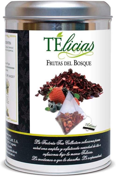 La Factoría del Café - Telicias Infusión "Frutas Del Bosque" Sin Teína | Deliciosa y Original Mezcla a Base de Frutas Deshidratadas - Se Puede Tomar Fría o Caliente - 25 Unidades