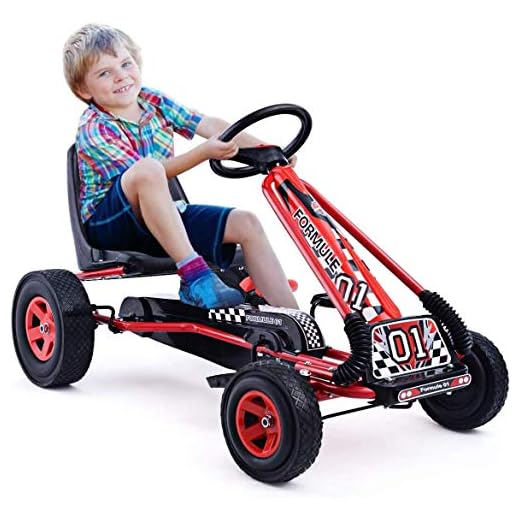 HOMGX Pedal Go Kart, Outdoor Kids Pedal Go Kart with Adjustable Bucket Seat, Steering Wheel, Rubber Wheels, Brake, Pedal Powered Ride On Kart for 3-8Years Boys, Girls (Reddish Black)