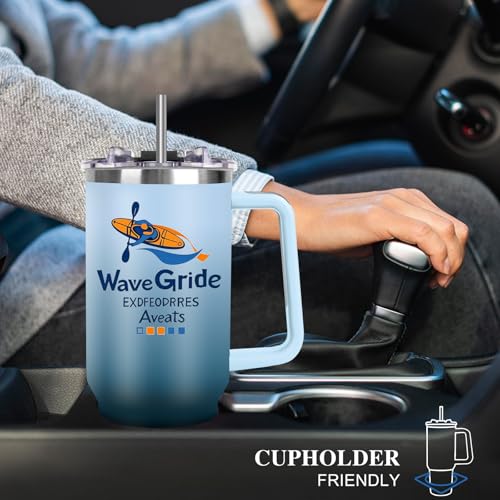 Image of Personalized 40oz Tumbler with Handle, Custom Insulated Tumblers with Pictures Logo, Stainless Steel Travel Coffee Mug, Personalized Gifts for Women Men Birthday Fathers Day Mothers Day