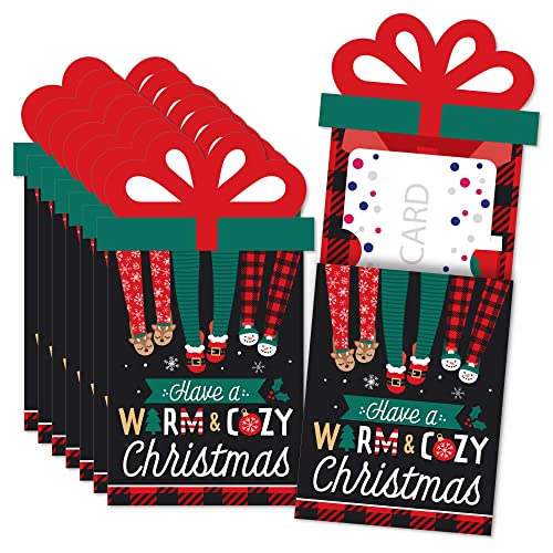 Big Dot of Happiness Weihnachtspyjama - Urlaub Plaid PJ Party Geld und Geschenk Kartenhüllen - Nifty Gifty Kartenhalter - Set von 8 Cover