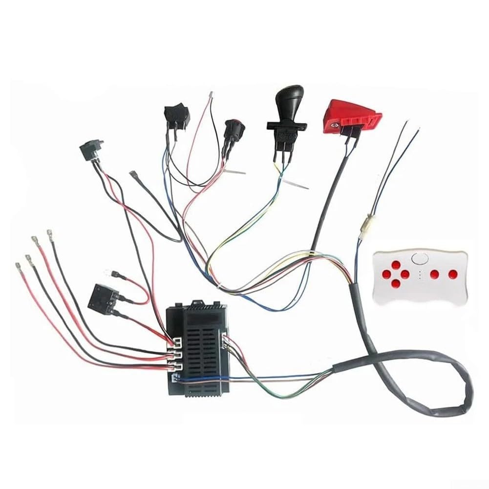 Komplettes 12V Kabelbaum Set für Kinder Elektroauto mit kabelloser 2 4G Fernbedienung Überlastschutz Slow Start Controller Ein-Knopf Installation Zubehör für Heimwerken Autos