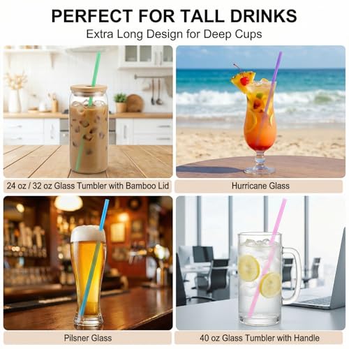 100 pitillos desechables 12in para vaso 40oz color miniatura 5