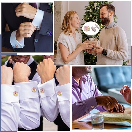 Pandahall 20pcs Brass Men's Cufflinks Cuff Button Cabochons Frame Tray Bezel Cufflink Blanks Setting Tray: 16mm/0.63inch Platinum for Cufflinks Gift for Groom Husband Father4