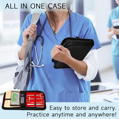 Image of Suture Practice Kit for Medical Students - Suturing Kit with Suture Training Pad, Threads and Tools, Stitches Practice Kit for Med Dental Vet Students, Educational Use Only