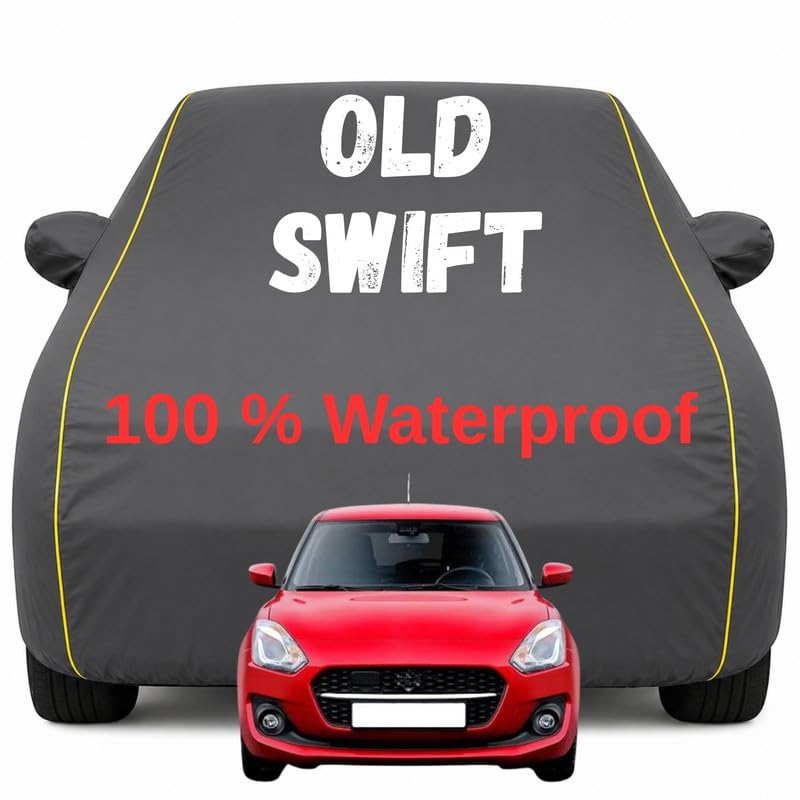 Image of Durable Full Body Waterproof Swift Car Cover | Premium Polyester Grey Cover | Custom Fit Vehicle Protection | UV Resistant, Dustproof, Scratch Resistant, Heat & Wind Protection