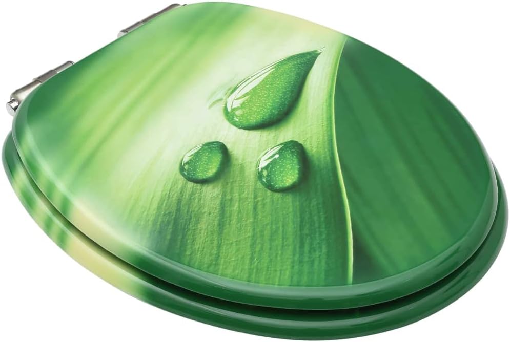 Hardware,Plumbing,Plumbing Fixture Hardware,WC Toilet Seat with Soft Close Lid MDF Green Water Drop Design,Parts,Toilet
