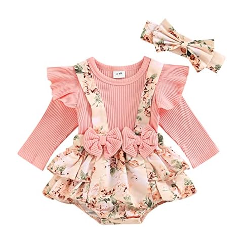 MoccyBabeLee Newborn Baby Girl Rompers Long Sleeve Jumpsuits Headband Flower Clothes Infant Cute Outfits Cover