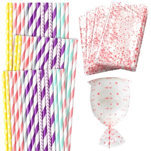 200PCS Cotton Candy Sticks Set 100 Cotton Candy Bags and 100 Lollipop Sticks Cotton Candys Cones and Candy Making Supplies Paper Cones for Cotton Candys and Cotton Candyss Accessories